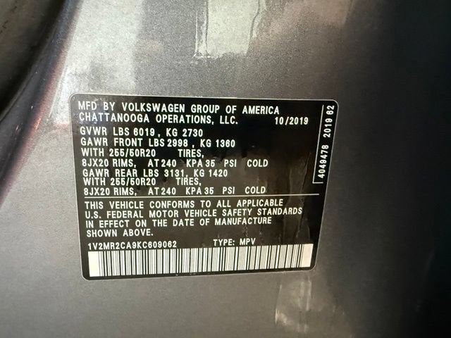 2019 Volkswagen Atlas 3.6L V6 SEL