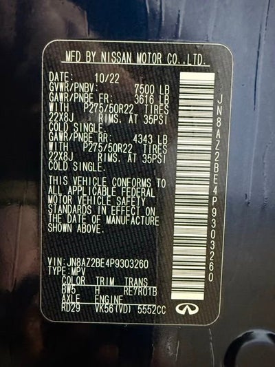 2023 INFINITI QX80 SENSORY